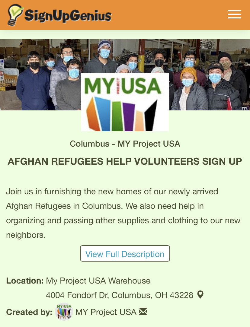 Afghan Refugee volunteer help