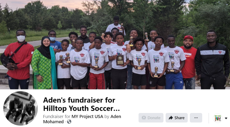 Aden Mohamed's fundraiser to support Hilltop Youth Soccer League