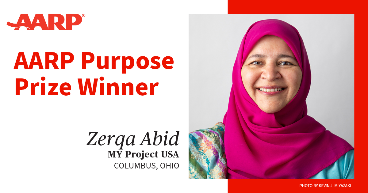 Zerqa Abid wins the AARP Purpose Prize 2023